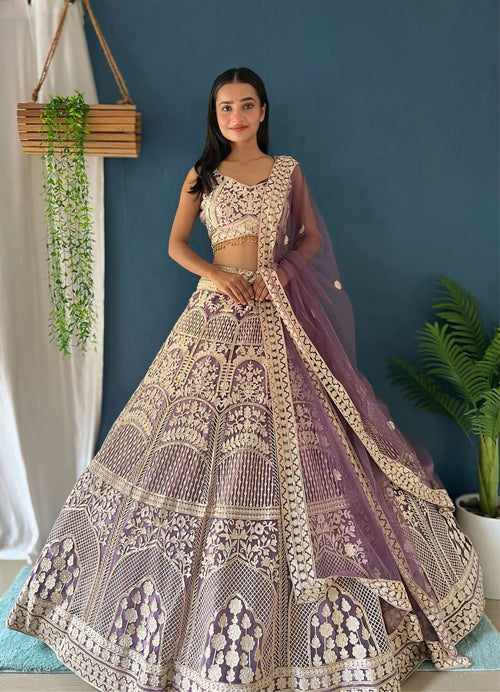 Butterfly Net Lehenga Choli with Sequins Zari Work Bridal Wear Set