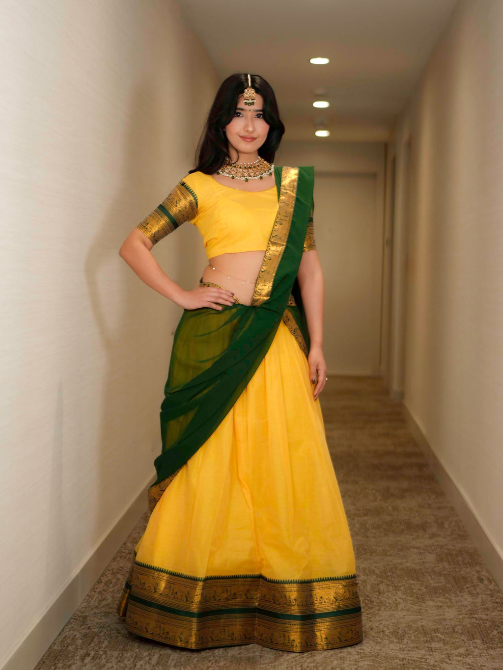 Kanjivaram Silk Lehenga Choli with Zari Weaving Dupatta Wedding Wear