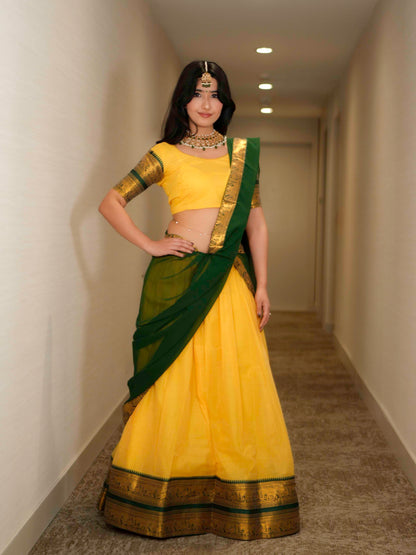 Kanjivaram Silk Lehenga Choli with Zari Weaving Dupatta Wedding Wear