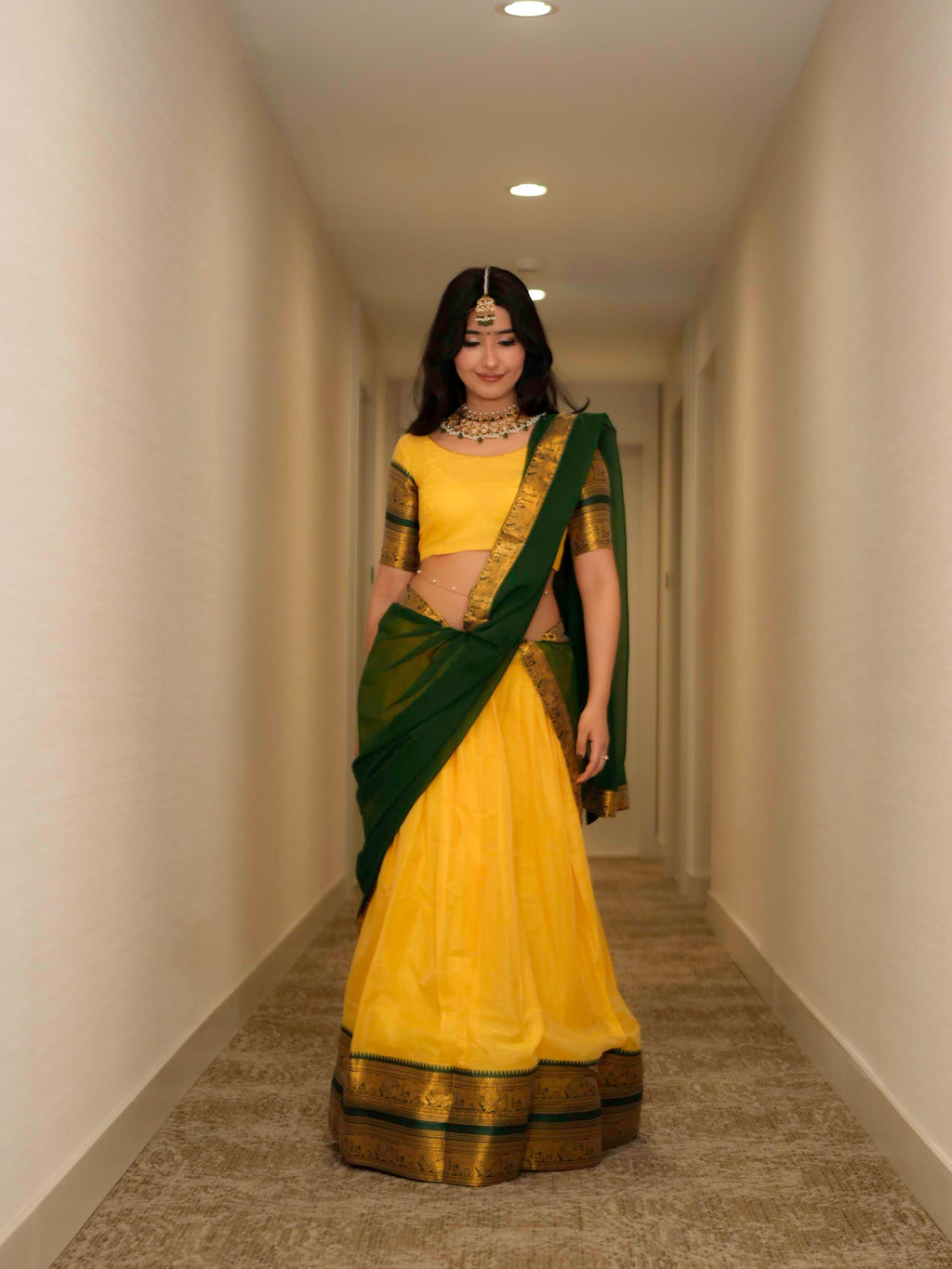 Kanjivaram Silk Lehenga Choli with Zari Weaving Dupatta Wedding Wear