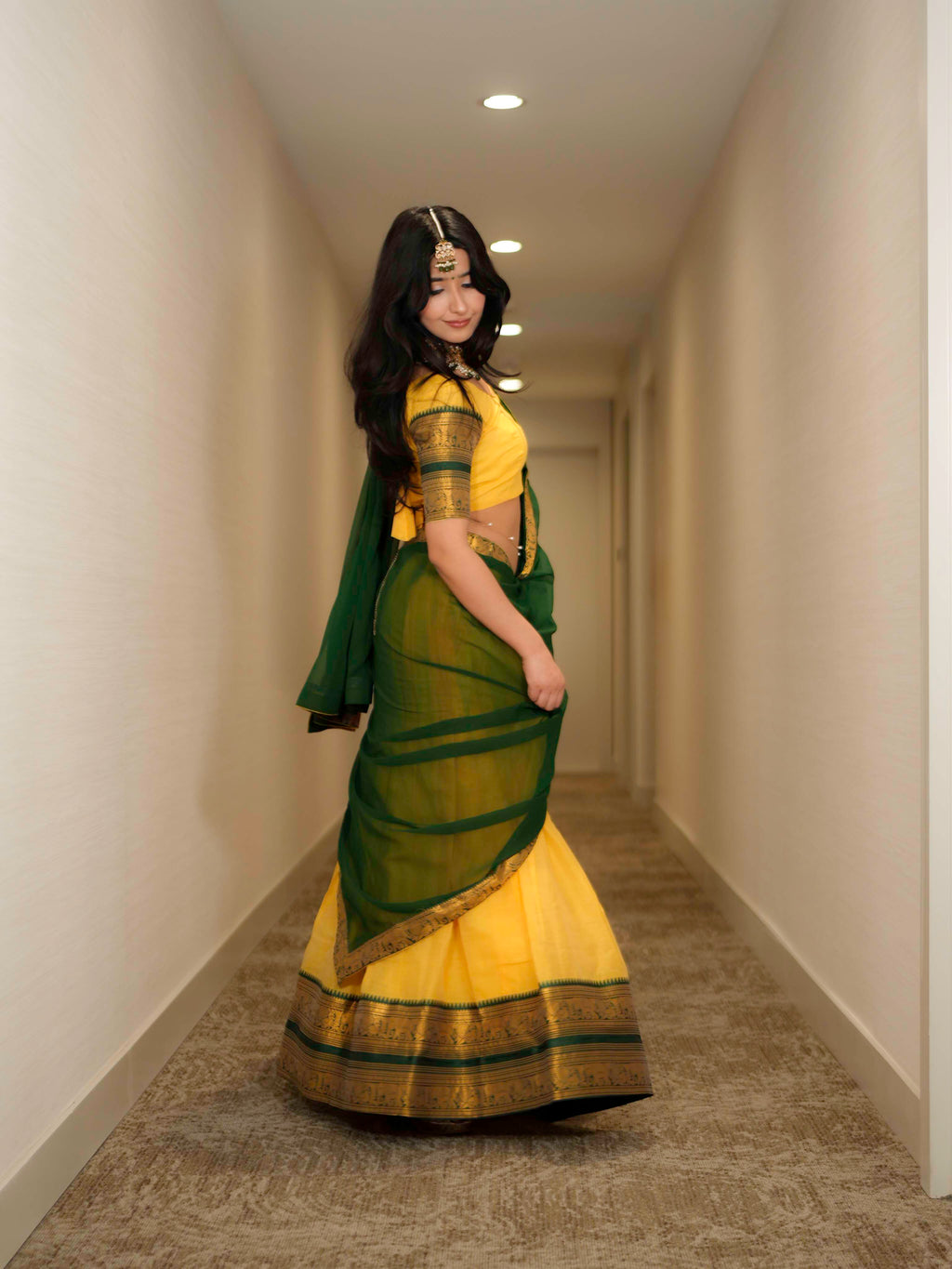 Kanjivaram Silk Lehenga Choli with Zari Weaving Dupatta Wedding Wear