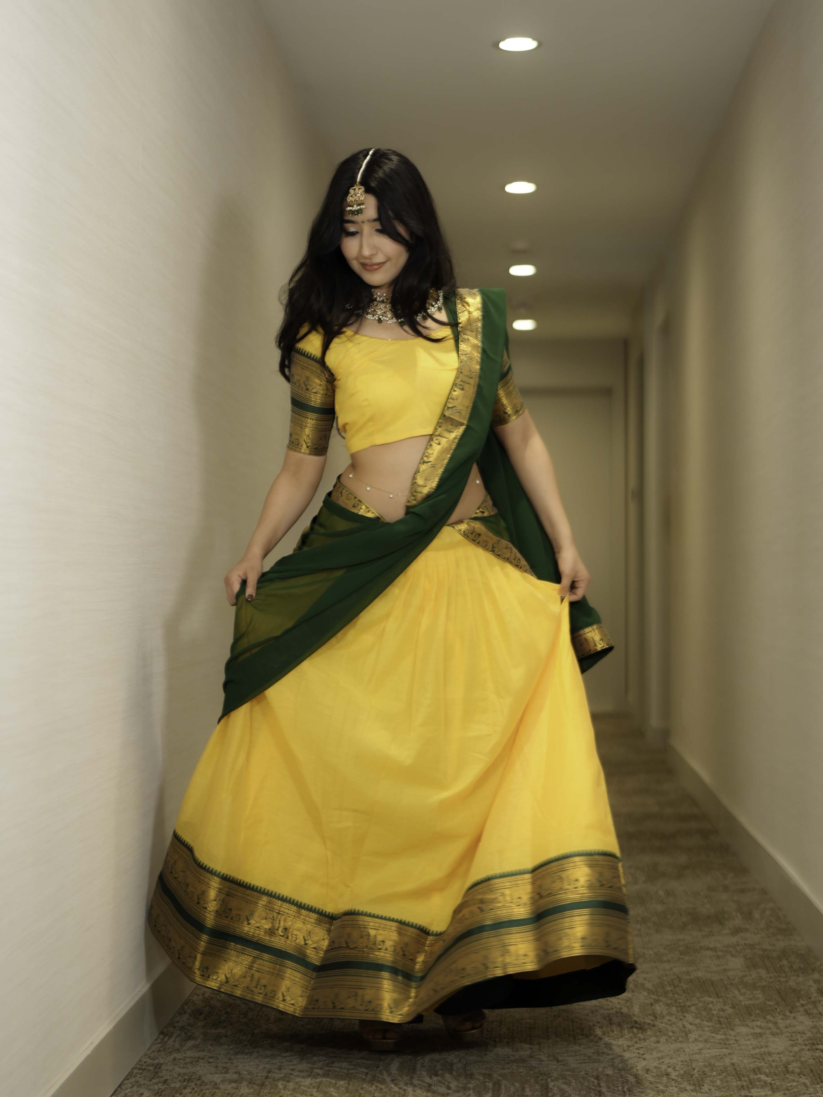 Kanjivaram Silk Lehenga Choli with Zari Weaving Dupatta Wedding Wear