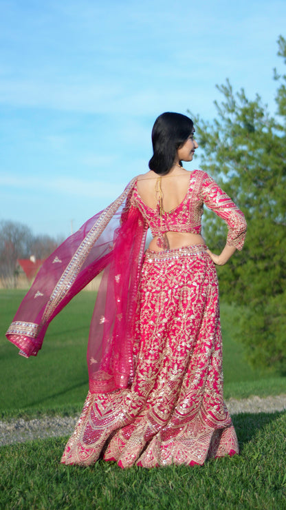 Butterfly Net Lehenga Choli with Sequins Embroidery Wedding Wear