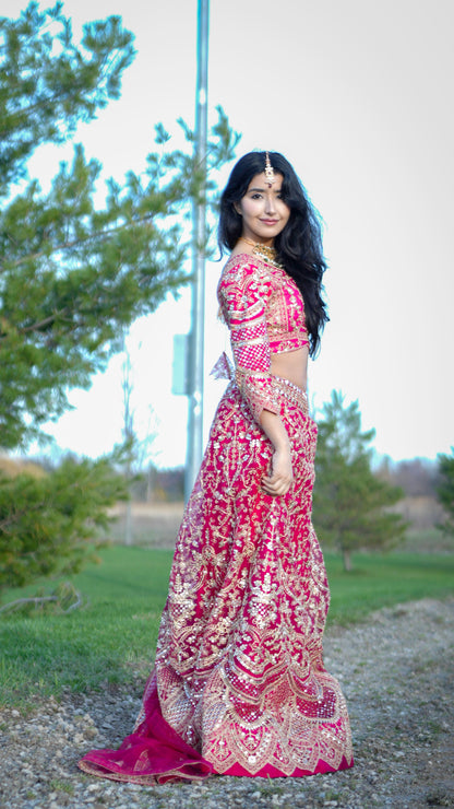 Butterfly Net Lehenga Choli with Sequins Embroidery Wedding Wear