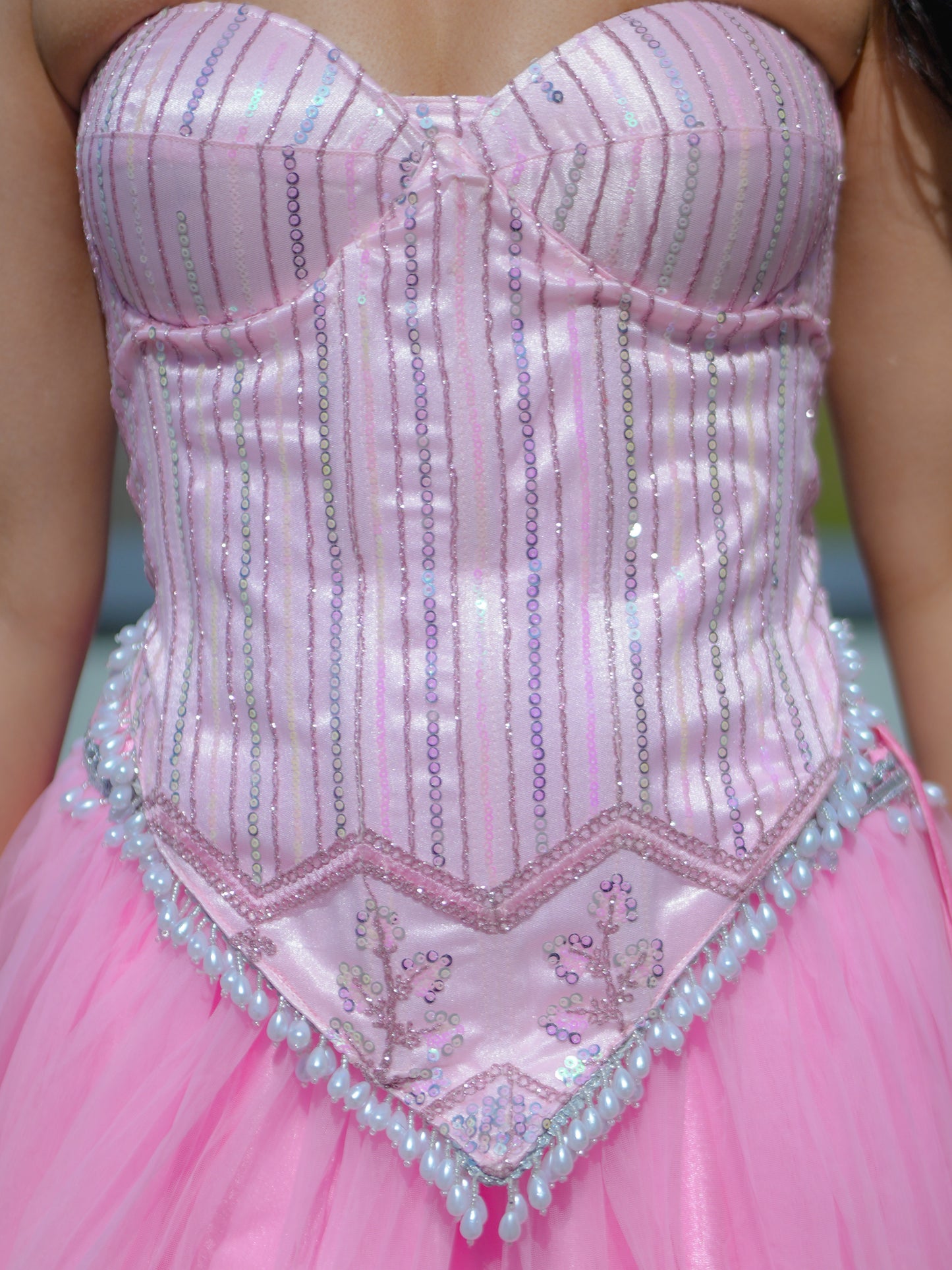 Pink Corset Blouse with Net Skirt Party Wear Designer Co-ord Set