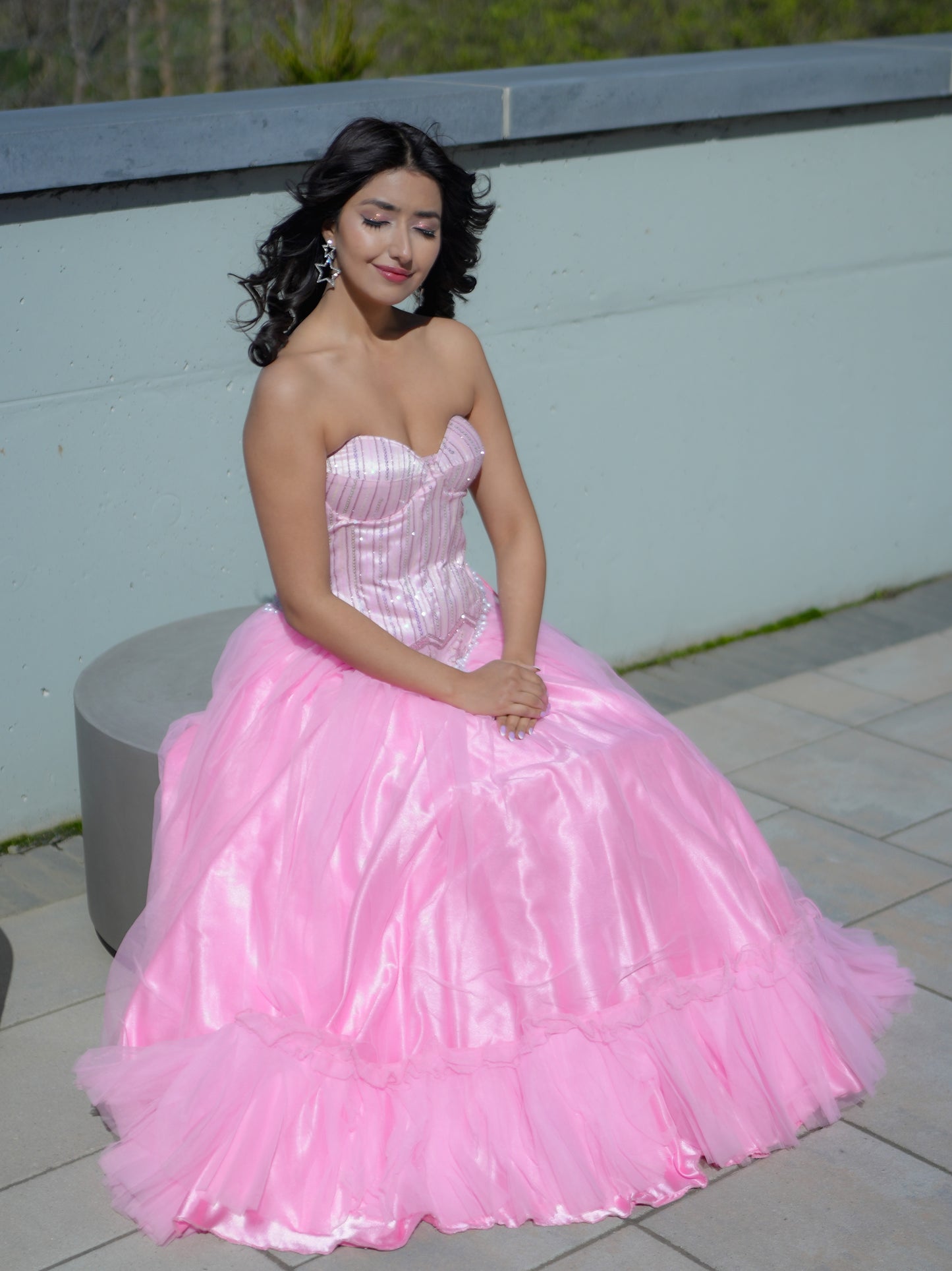 Pink Corset Blouse with Net Skirt Party Wear Designer Co-ord Set