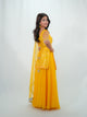Sunshine Yellow Net Kurtha Sharara Set with Georgette Suruwal & Dupatta | Festive Wear