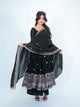Black Embroidered Anarkali Suit with Dupatta & Palazzo Festive Wear Set