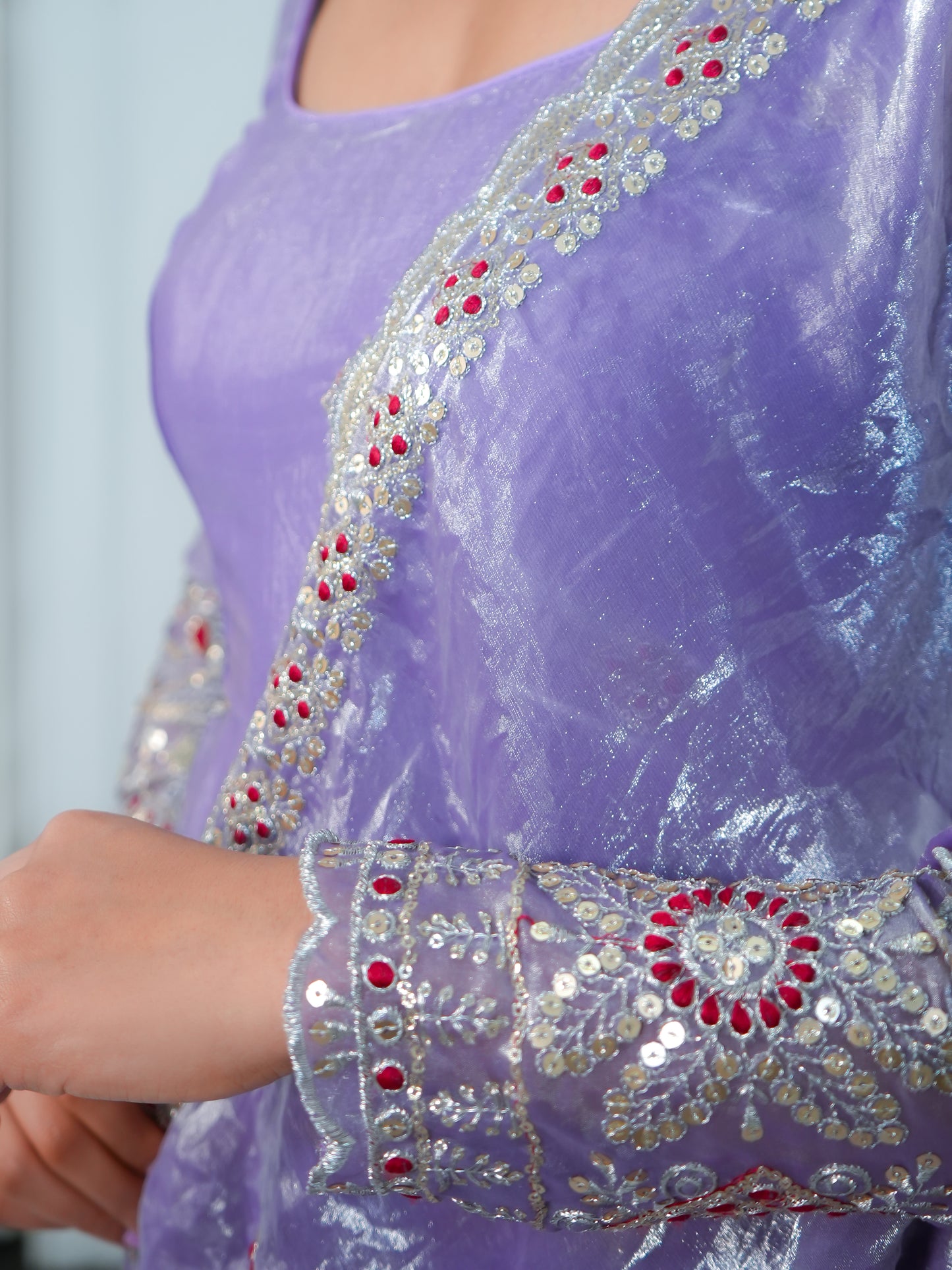Lavender Fendy Silk Anarkali Set | Filmy Closet