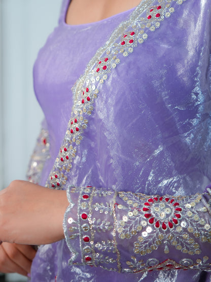 Lavender Fendy Silk Anarkali Set | Filmy Closet