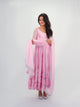 Pink Net Anarkali Suit with Floral Embroidery & Dupatta Party Wear Set