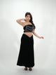 Black Velvet Co-Ord Set with Crystal Chain Body Jewelry | Priyanka Chopra Inspired Bollywood Party Outfit | Tala Tum Inspired Glam Look for Women