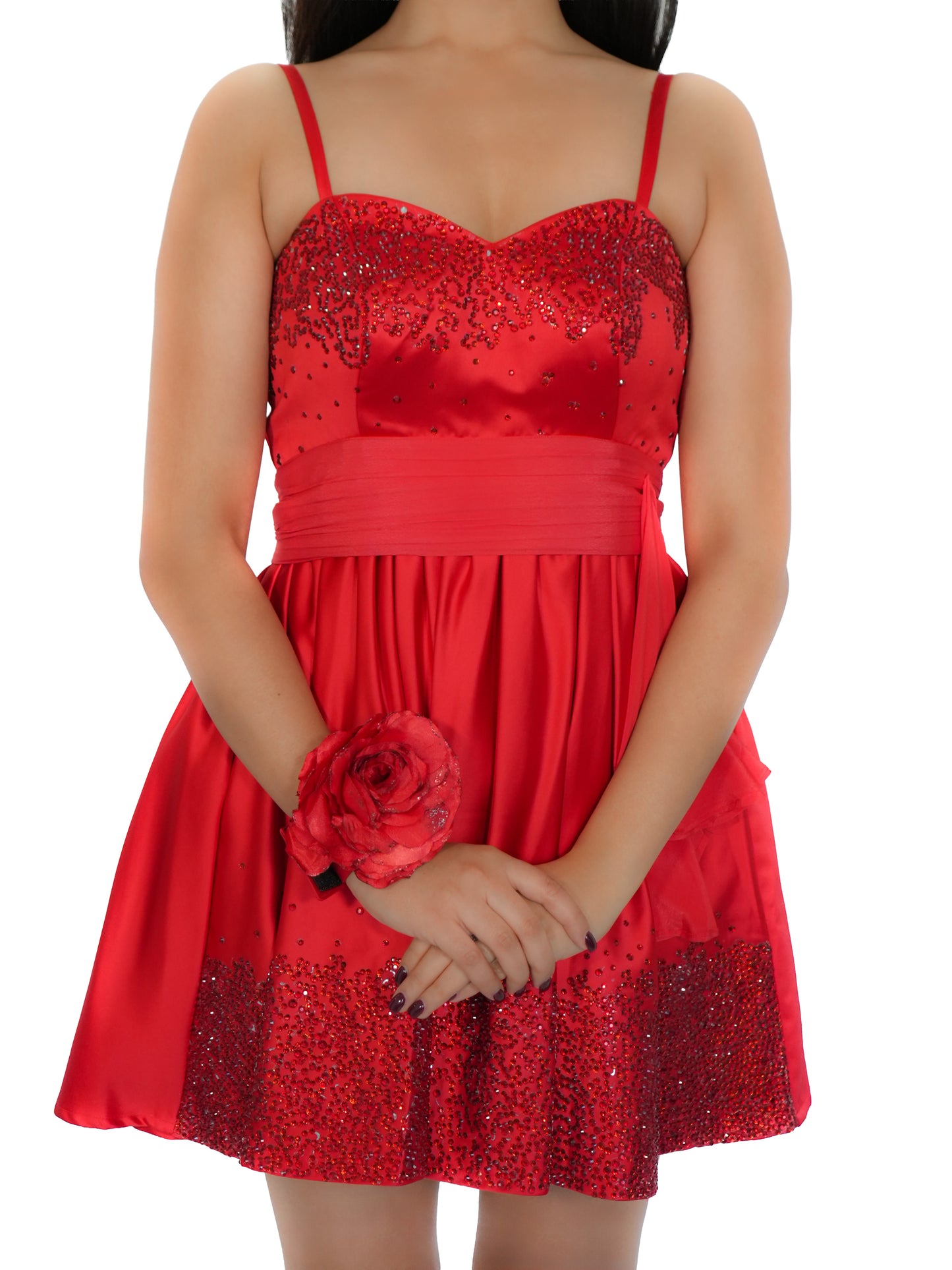 Red Bridal Satin Crystal Mini Dress |inspired by the Alia Bhatt iconic “Disco Deewane” look from "Student of the Year"