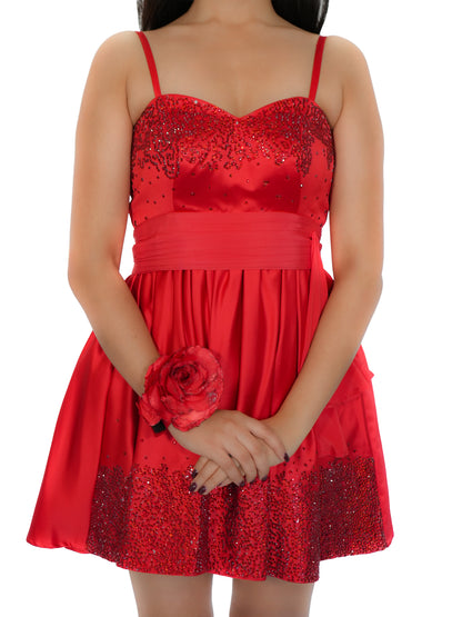 Red Bridal Satin Crystal Mini Dress |inspired by the Alia Bhatt iconic “Disco Deewane” look from "Student of the Year"
