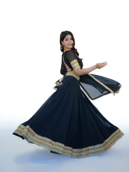 Black Georgette Lehenga Choli with Dupatta | Designer Wedding Wear
