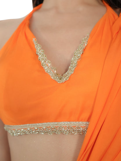 Bollywood Inspired Orange Georgette Saree | Katrina Kaif Gale Lag Ja Inspired Saree | Designer Party Wear Saree