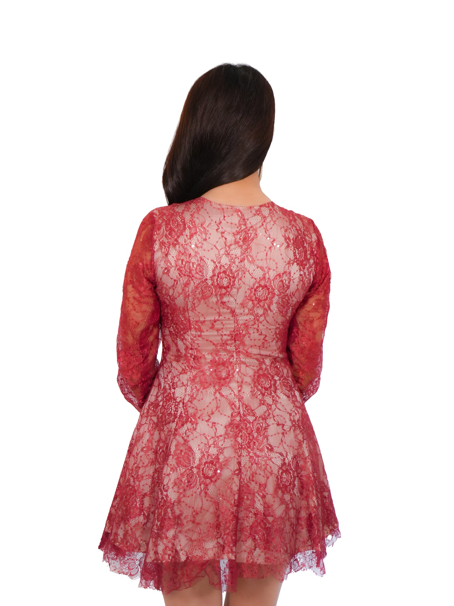 Katrina Kaif Fitoor Inspired Lace Mini Dress | Sequin Party Dress | Full Sleeve Lace Dress | Bollywood Inspired Dress
