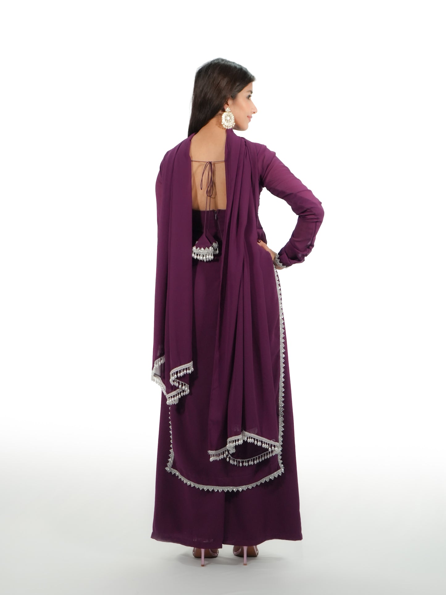 Purple Georgette Straight Suit Set with Dupatta | Designer Salwar Suit