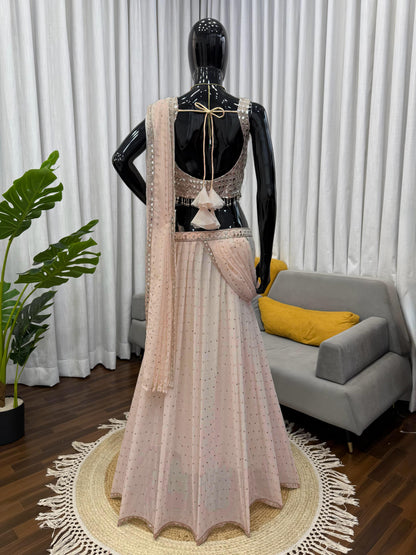 Designer Faux Georgette Ready to Wear Lehenga Saree with Embroidered Blouse