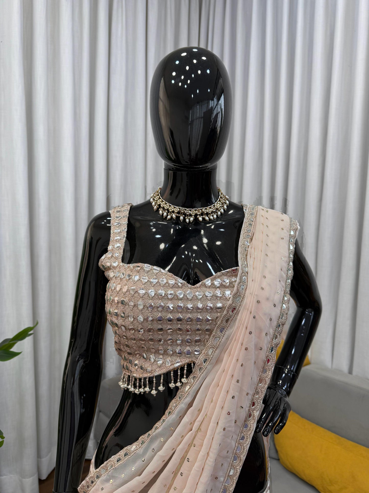 Designer Faux Georgette Ready to Wear Lehenga Saree with Embroidered Blouse