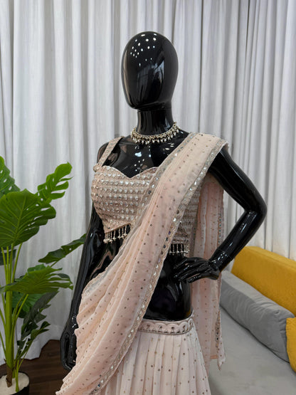 Designer Faux Georgette Ready to Wear Lehenga Saree with Embroidered Blouse