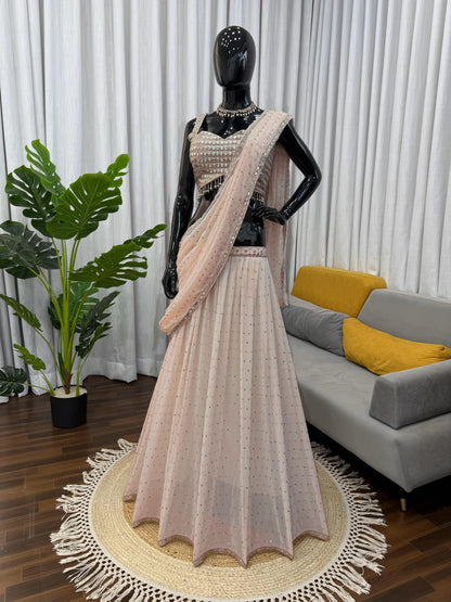 Designer Faux Georgette Ready to Wear Lehenga Saree with Embroidered Blouse