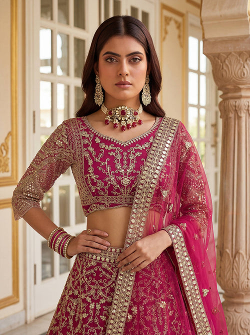 Butterfly Net Lehenga Choli with Sequins Embroidery Wedding Wear