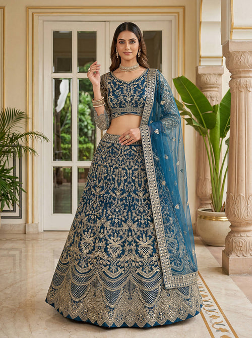 Butterfly Net Lehenga Choli with Sequins Embroidery Wedding Wear