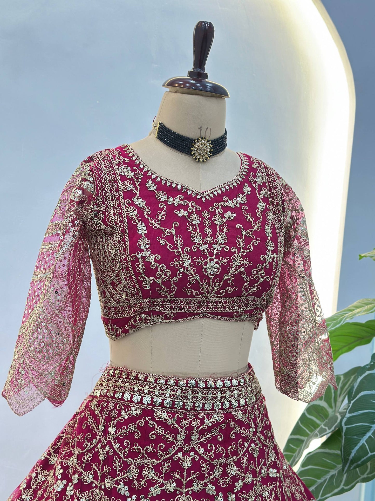 Butterfly Net Lehenga Choli with Sequins Embroidery Wedding Wear