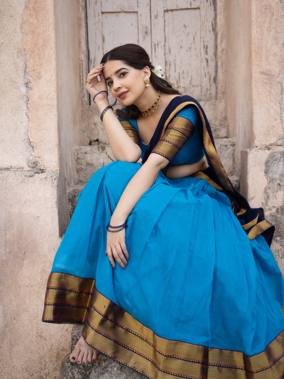 Kanjivaram Silk Lehenga Choli with Zari Weaving Dupatta Wedding Wear