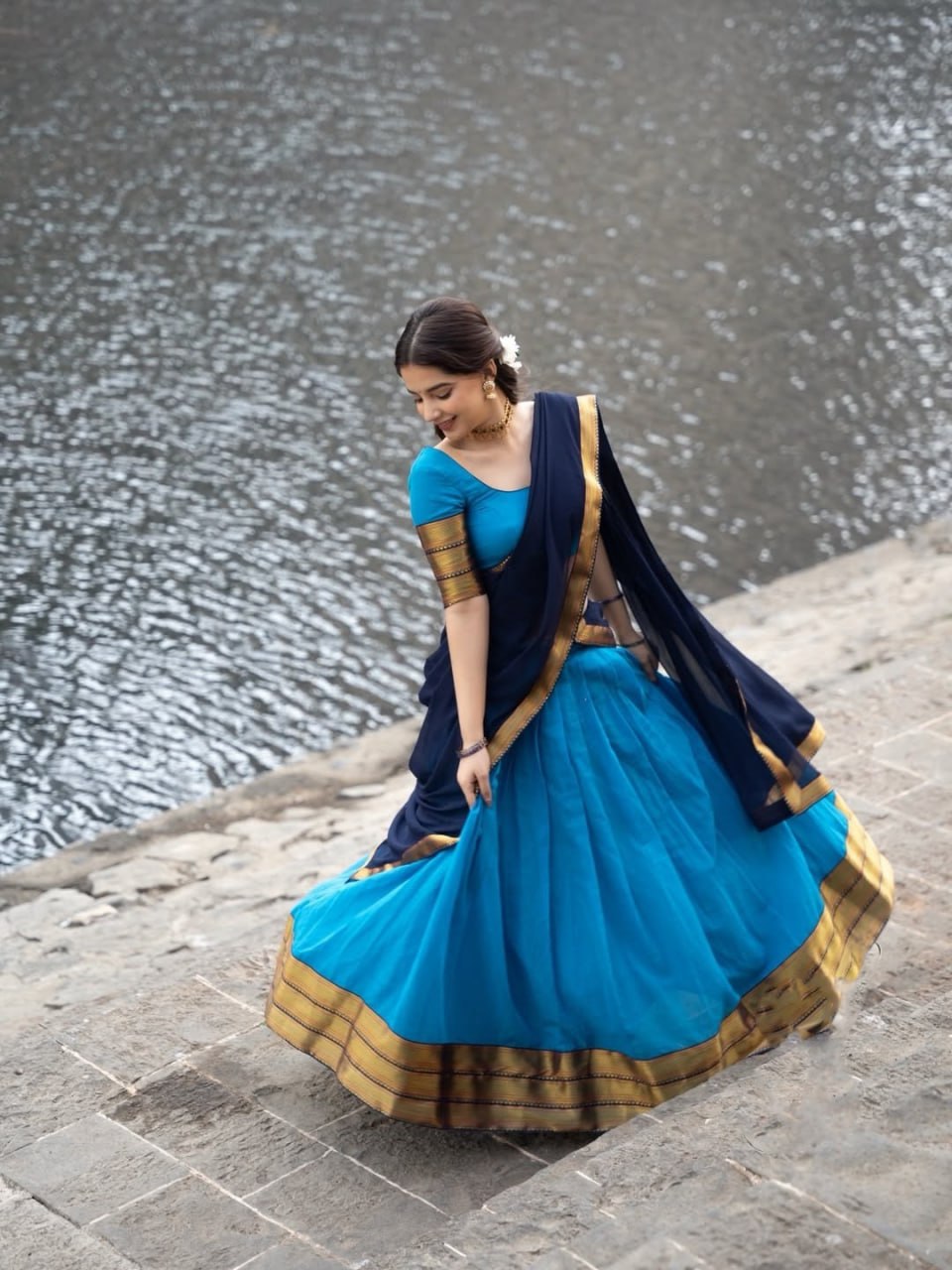 Kanjivaram Silk Lehenga Choli with Zari Weaving Dupatta Wedding Wear