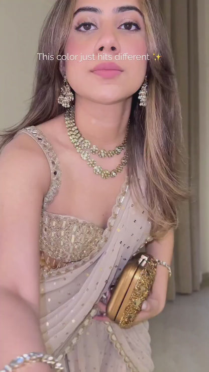 Designer Faux Georgette Ready to Wear Lehenga Saree with Embroidered Blouse