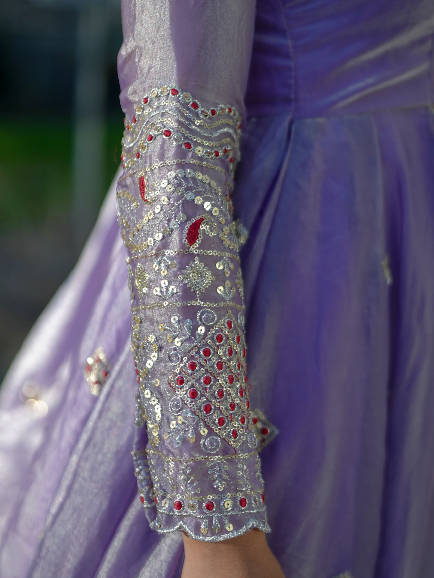 Lavender Fendy Silk Anarkali Set | Filmy Closet