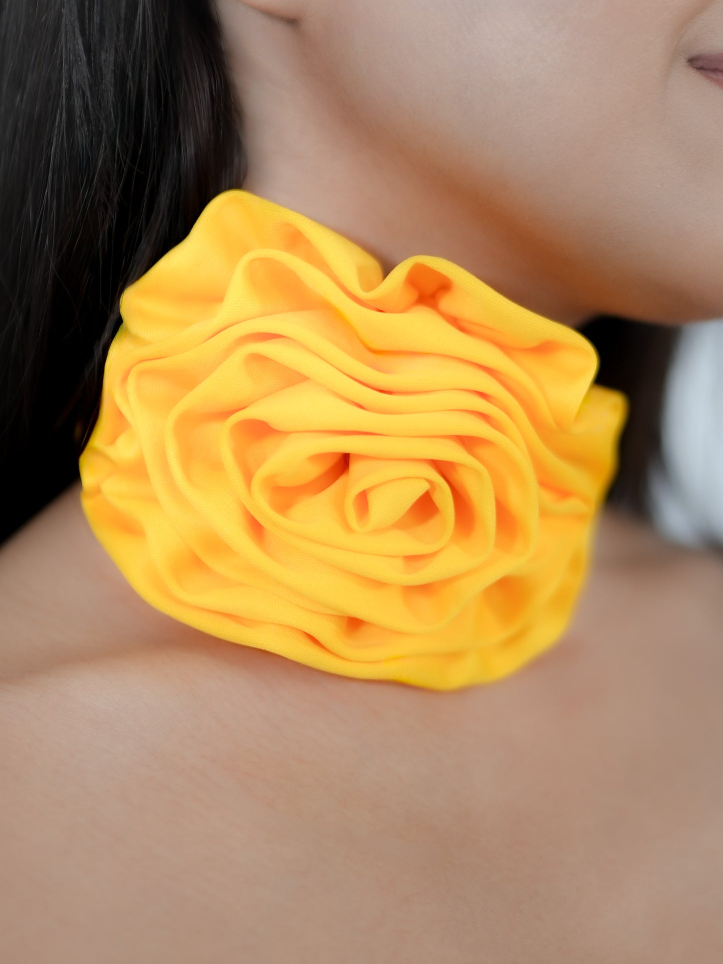 Kareena Kapoor Inspired Yellow Lycra Gathered Tube Top with Rose Flower Neck Accessory | K3G Deewana Hai Look